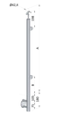 Nerezový sloup, boční kotvení, výplň: sklo, pravý, vrch nastavitelný (ø42,4x2 mm), broušená nerez K320 / AISI304