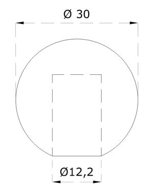 Koule koncová ø 30 mm na trubku ø 12 mm, otvor ø 12,2 mm, broušená nerez K320 / AISI304 - slide 1