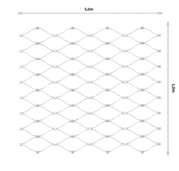 Nerezová lanková síť, 1,0m x 5m (šxd), oko 50x50 mm, tloušťka lanka 2mm, AISI316