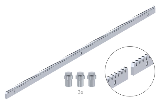 Hřeben kovový 30 x 8 mm, 3x úchyt + šrouby,  1000 mm, M4, pozinkovaný