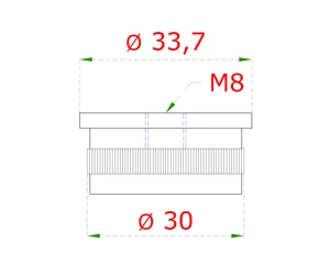 Spodek držáku madla (závit M8) na trubku ø 33,7 mm, broušená nerez K320 / AISI304 - slide 1