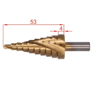 stupňovitý kužeľový vrták HSS M35 TiN  4-22, 3 ploché bočné úchopy - slide 2