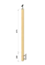drevený stĺp, bočné kotvenie, bez výplne, vonkajší, vrch nastaviteľný, (40x40mm), materiál: buk, brúsený povrch s náterom BORI (bezfarebný)