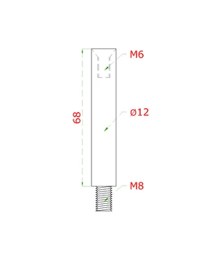 Čep ø12mm, L-68mm, broušená nerez AISI304 - slide 1