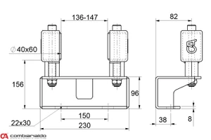 GRANDE vodítko pre samonosný systém Combi Arialdo, 2 kolieska 40x60mm s krytmi - slide 1