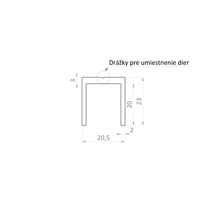 Poškodený U profil 20.5x22mm, L-6000mm, prášková štruktúra RAL7016 - slide 1