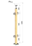 drevený stĺp, vrchné kotvenie, výplň: sklo, priechodný, vrch pevný (40x40mm), materiál: buk, brúsený povrch bez náteru