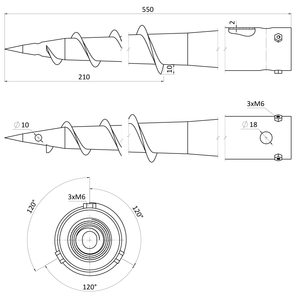 Zemný vrut, ø 60 mm, žiarový pozink - slide 3