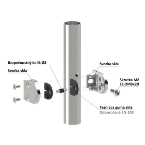 Svorka skla na ø33.7mm, sklo 6-10.76mm, brúsená AISI304 - slide 3