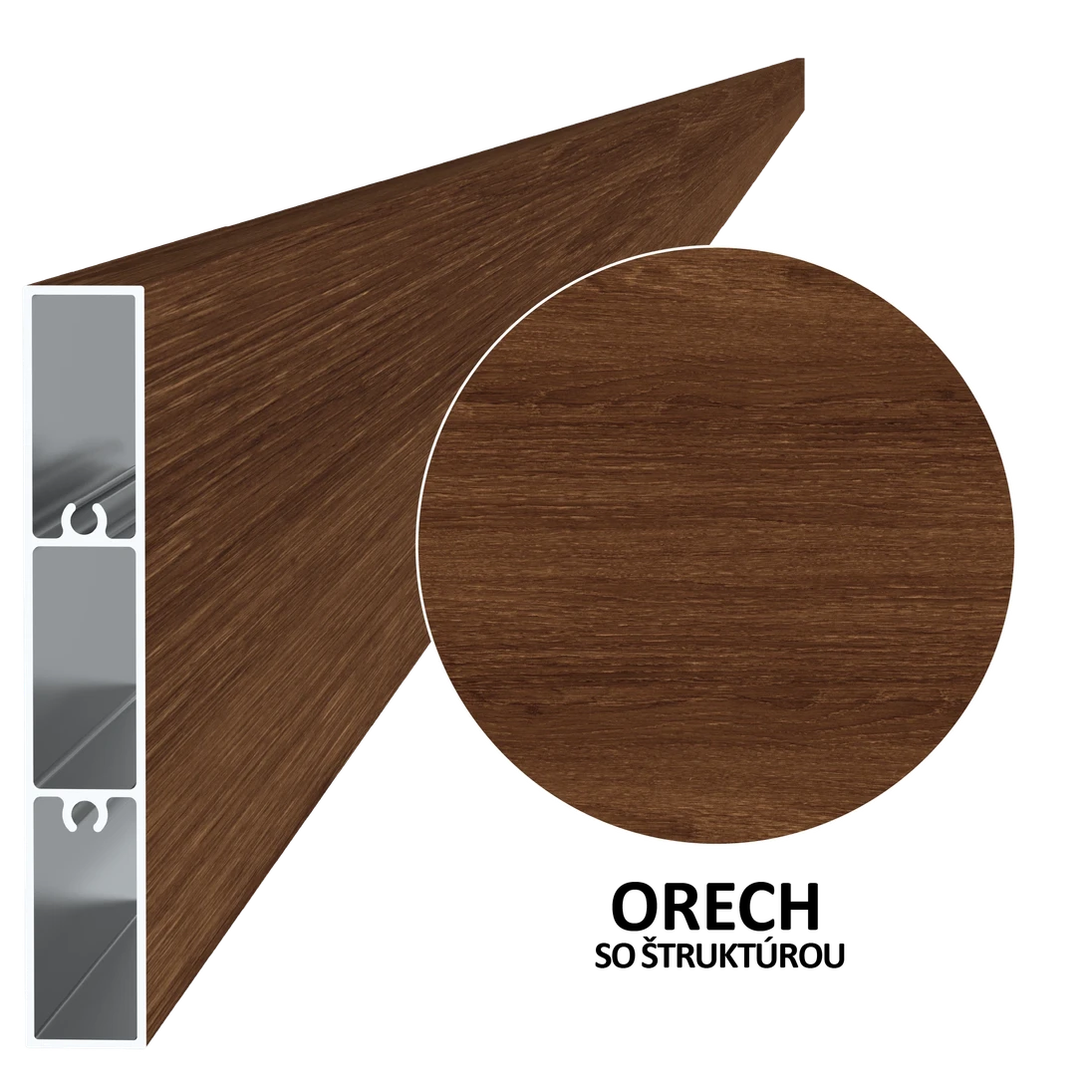 Profil 100x16mm, L-6000mm, práškový lak, štruktúra ORECH