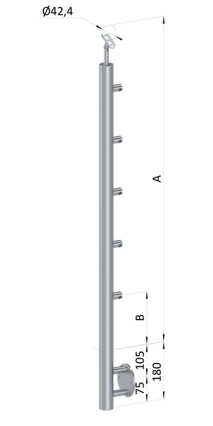 Nerezový sloup, boční kotvení, 5řadový průchozí - slide 0