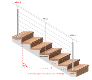 Nerezový sloup, vrchní kotvení, 6děrový, koncový - slide 1
