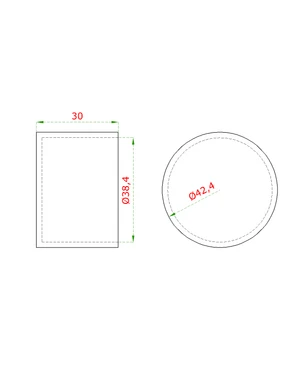 Ukončení (ø 42 mm) na dřevěné madlo EDB-S, broušená nerez K320 / AISI304 - slide 1