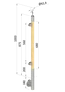 dřevěný sloup, boční kotvení, výplň: sklo, levý, vrch nastavitelný (ø 42mm), materiál: buk, broušený povrch bez nátěru