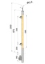 drevený stĺp, bočné kotvenie, výplň: sklo, ľavý, vrch nastaviteľný (ø 42mm), materiál: buk, brúsený povrch bez náteru