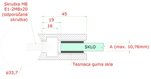 Svorka skla / plechu na trubku ø 33,7 mm (45x45x26 mm), broušená nerez K320 / AISI304, balení neobsahuje gumičky na sklo - slide 2
