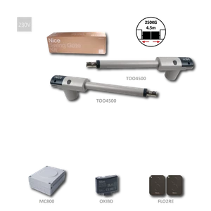 TOO4500KLT sada pre dvojkrídlovú bránu do 4,5m/krídlo, 2x TOO4500 (230V, 340W, 2000N), 1x MC800, 1x OXIBD, 2x FLO2RE - slide 0