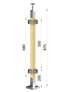 dřevěný sloup, vrchní kotvení, výplň: sklo, rohový, vrch pevný (40x40mm), materiál: buk, broušený povrch s nátěrem BORI (bezbarvý)
