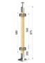 dřevěný sloup, vrchní kotvení, výplň: sklo, rohový, vrch pevný (40x40mm), materiál: buk, broušený povrch s nátěrem BORI (bezbarvý)