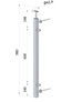 nerezový stĺp, bočné kotvenie, výplň: plech, pravý, vrch pevný, (40x40x2.0mm), brúsená nerez K320 /AISI304