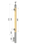 dřevěný sloup, boční kotvení, výplň: sklo, levý, vrch pevný (40x40mm), materiál: buk, broušený povrch s nátěrem BORI (bezbarvý)