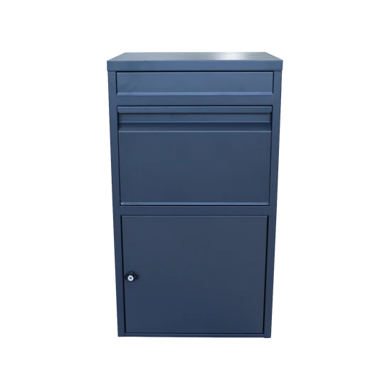 Box na balíky (410x385x720mm) s prepadovou lištou na ochranu balíkov, hrúbka 0.8mm), max. veľkosť balíka: 320x300x180mm, farba: RAL 7016 (antracit)