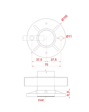 nerezový sloup, vrchní kotvení, 5 děrový koncový, vrch pevný (ø 42.4x2mm), broušená nerez K320 /AISI304 - slide 3