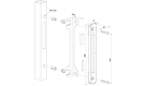 LOCINOX® SFKM dorazová lišta pre zadlabávacie zámky FORTYLOCK, FIFTYLOCK, SIXTYLOCK, pre profil 40x40 - 60x60 mm,  doraz bez povrchovej úpravy - slide 2