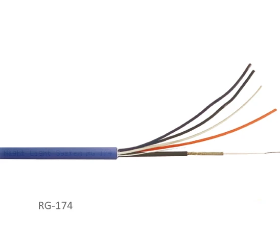 koaxiálny kábel RG-174, 50 Ohm,4x0,50mm², medené jadro, vhodný na prepojenie lampy a pohonu