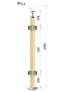 dřevěný sloup, vrchní kotvení, výplň: sklo, rohový: 90°, vrch pevný (40x40mm), materiál: buk, broušený povrch s nátěrem BORI (bezbarvý)