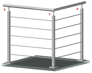 Nerezový sloup, vrchní kotvení, 5děrový rohový - slide 1