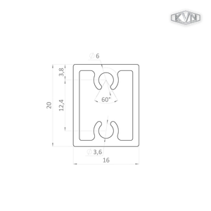 Profil na výplň 20x16x6000 mm, materiál EN AW-6060 T66, přírodní hliník bez povrchové úpravy, cena za KUS - slide 1