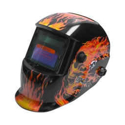 Svářečská helma samostmívací, motiv lebka v plamenech