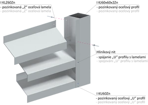 Z-profil lamela L-2000 mm, 27x46x27x1,5 mm, zinkovaný plech, použití pro plotovou výplň, možnost použít s KU60Zn, cena za 2 metrový kus - slide 3
