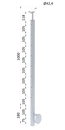 Nerezový sloup, boční kotvení, 8 děrový průchozí na lanko, vrch pevný (ø 42.4x2mm), broušená nerez K320 /AISI304