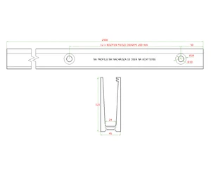 AL. kotviaci profil pre sklo 12-22mm, vrchné kotvenie. Bez príslušenstva, povrchová úprava brús, cena za dĺžku 2500mm - slide 1
