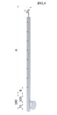 nerezový stĺp, bočné kotvenie, 8 dierový koncový na lanko, vrch nastaviteľný (ø 42.4x2mm), brúsená nerez K320 /AISI304