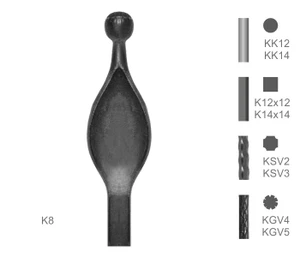 Tyč s kovanou špicí typu K8 - slide 0