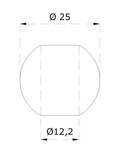 guľa priechodná ø 25mm na trubku ø 12mm, otvor ø 12.2mm, brúsená nerez K320 /AISI304 - slide 1