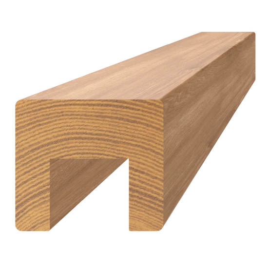 dřevěný profil (45x40mm/L:3000mm) s drážkou 24x22mm, materiál: dub, broušený povrch bez nátěru, balení: PVC fólie, necinkovaný materiál
