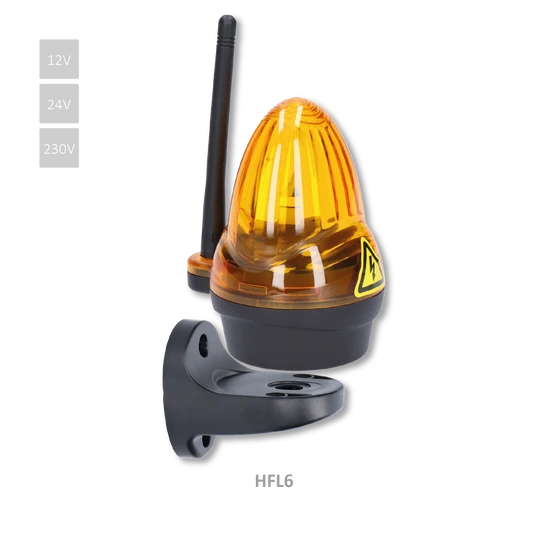 Oranžové výstražné LED svetlo s anténou, 12/24/230V, AC/DC, držiak pre bočné uchytenie, rozmer ø76x125mm,vyššia svietivosť 739lux,nespolupracuje s CT-102,CT-202