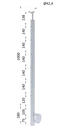 nerezový stĺp, bočné kotvenie, 6 dierový priechodný na lanko, vrch pevný (ø 42.4x2mm), brúsená nerez K320 /AISI304