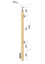 dřevěný sloup, boční kotvení, výplň: sklo, koncový, pravý, vrch pevný (40x40mm), materiál: buk, broušený povrch s nátěrem BORI (bezbarvý)