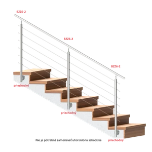 Nerezový sloup, boční kotvení, bez výplně, 6 řadový se závitem M6, vnitřní, vrch nastavitelný, (ø 42.4x2mm), broušená nerez K320 /AISI304 - slide 2