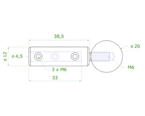 Úchyt pro nerezové lanko ø4 mm (61 mm / ø12 / 20 mm), broušená nerez K320 / AISI304 - slide 1