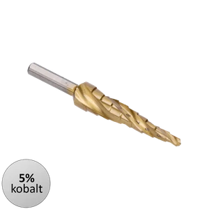 Stupňovitý kuželový vrták HSS M35 TiN  4-12, 3 ploché boční úchopy - slide 0