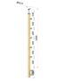 drevený stĺp, bočné kotvenie, 5 radový, priechodný, vnútorný, vrch pevný (ø 42mm), materiál: buk, brúsený povrch s náterom BORI (bezfarebný)