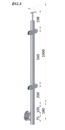 nerezový stĺp, bočné kotvenie, výplň: sklo, priechodný, vrch pevný (ø 42.4x2mm), brúsená nerez K320 /AISI316