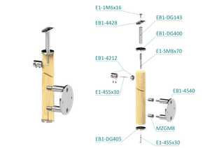 dřevěný sloup, boční kotvedřevěný sloup, boční kotvení, 5 řadový, průchozí, vnější, vrch pevný (ø 42mm), materiál: buk, broušený povrch bez nátěruní, 5 řadový, průchodný, venkovní, vrch pev - slide 2