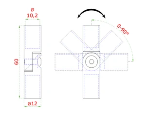 Spoj nastavitelný ø 10 mm (0-100 °) s kloubem, broušená nerez K320 / AISI30 - slide 1
